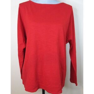 J. Jill  Women's Medium Perfect Red Cotton Long Sleeve Pullover‎ Top